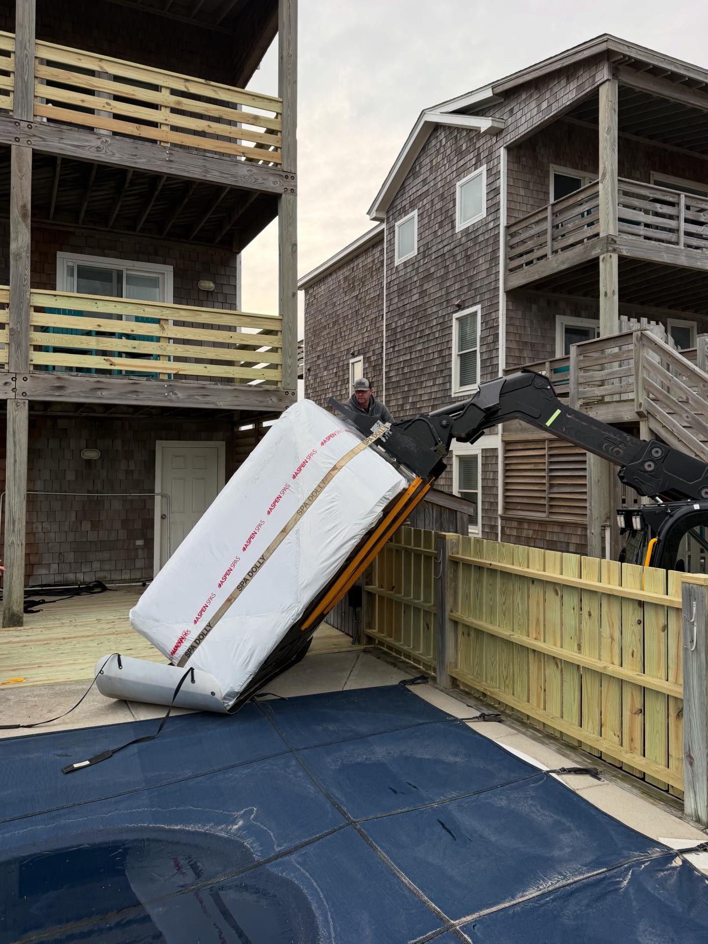 Aspen Spa being installed at an OBX vacation rental property